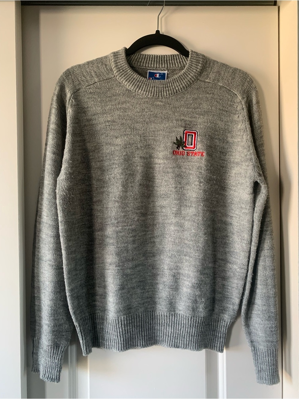 Vintage Champion Gray Ohio State Logo Crewneck Sweater